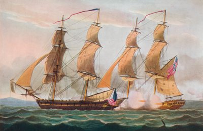 En duel mellem brigger, c1817 af Thomas Whitcombe