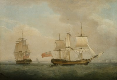 En købmand i to stillinger ud for sydkysten af Thomas Whitcombe