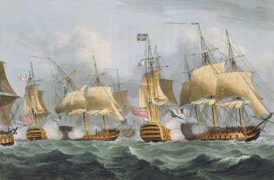 Lord Howe i Queen Charlotte, Breaking the Enemy Line, 29. maj 1794, indgraveret af Thomas Sutherland til J. Jenkins 