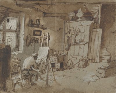 En maler på arbejde i sit atelier, 1663-77. af Thomas Wijck