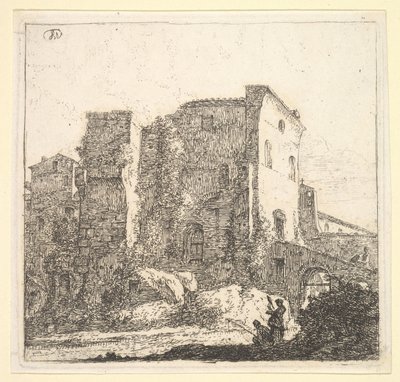 En kvinde, der spinder og en fisker, 1600-tallet. af Thomas Wijck