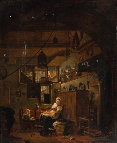 Interiør af en hollandsk Farm Cottage af Thomas Wijck