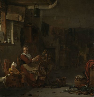 Bondekvinde Spinder af Thomas Wijck