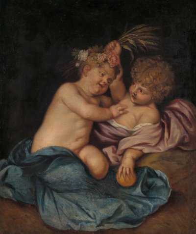 To spædbørn, personificeringer af forår og efterår af Thomas Willeboirts Bosschaert (follower of)
