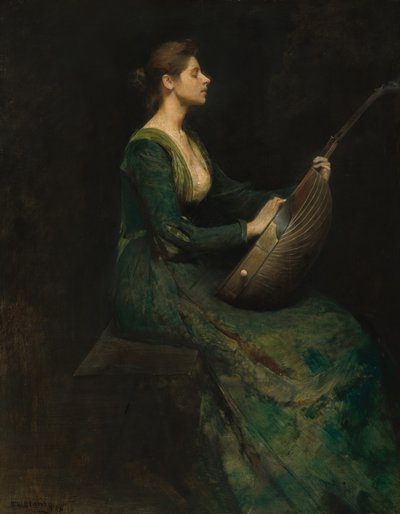 Dame med en lut af Thomas Wilmer Dewing