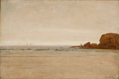 Strand og klipper 1870 (Olie på lærred) af Thomas Worthington Whittredge