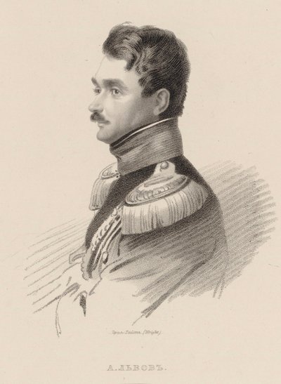 Portræt af komponisten Alexei Fyodorovich Lvov 1798-1870. af Thomas Wright