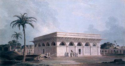 Sixty Fourth Khamba, Nizamuddin, New Delhi (farvet akvatinte) af Thomas und William Daniell