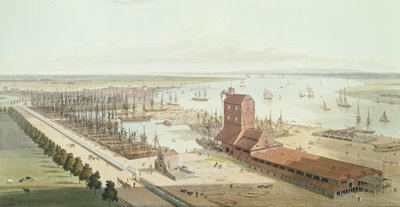 Masthuset og Brunswick Dock ved Blackwell, 1803 (akvatint) af Thomas und William Daniell