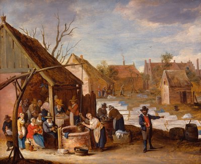 Bønder på arbejde på en blegeplads (olie på lærred) af Thomas van Apshoven