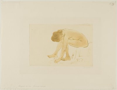 Siddende kvinde tørrer sine fødder af Théophile Alexandre Pierre Steinlen