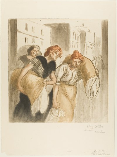 Hjemkomsten fra vaskeriet af Théophile Alexandre Pierre Steinlen