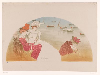 To kvinder og et barn ved havet Sur la plage / Chemin de fer de l