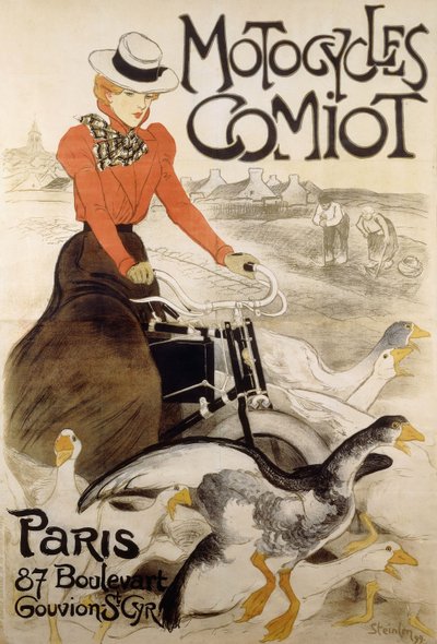 En reklameplakat for "Motorcycles Comiot", 1899 af Théophile Alexandre Steinlen