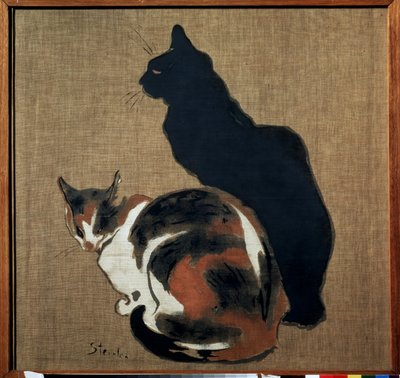 ""To katte"" (to katte) En kat og dens skygge. Maleri af Theophile Alexandre Steinlen (1859-1923) 1894 Art Nouveau Dim. 61x64 cm Pushkin Museum, Moskva af Théophile Alexandre Steinlen