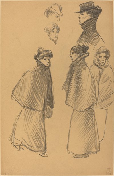 Figurstudier [recto], slutningen af det 19.-begyndelsen af det 20. århundrede. af Théophile Alexandre Steinlen