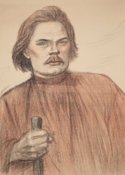 Portræt af forfatteren Maxim Gorky 1868-1939, 1905. af Théophile Alexandre Steinlen