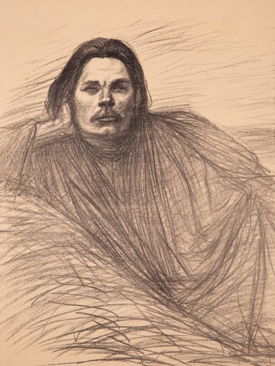 Portræt af forfatteren Maxim Gorky 1868-1939, ca 1894. af Théophile Alexandre Steinlen