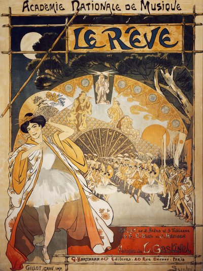 Plakat for Le Reve, ballet af Alfred-Edouard Blau og Joseph Hansen, musik af Leon Gastinel, Academie Nationale de Musique, Paris, Udgivet af Hartmann, Paris af Théophile Alexandre Steinlen