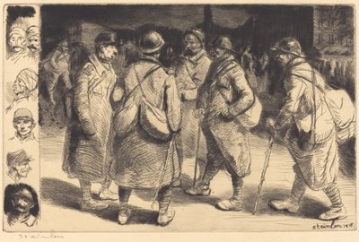 Soldater på orlov - Natscene af Théophile Alexandre Steinlen