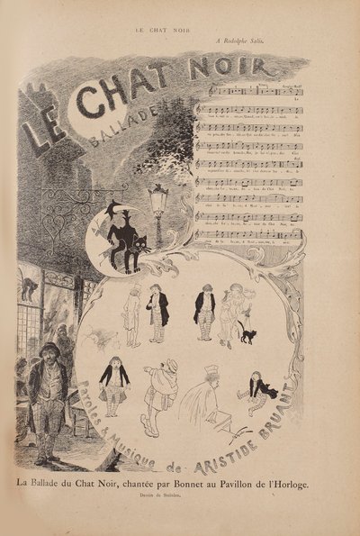 Historien om den berømte kabaret Le Chat Noir, magasinet Le Chat Noir, 1884. af Théophile Alexandre Steinlen