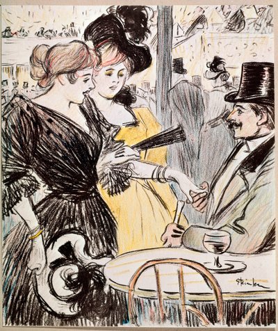 Cafekoncerten. (Tegning, slutningen af det 19. århundrede) af Théophile Alexandre Steinlen