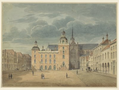 Rådhus og kirke i Goes (Zeeland) af Théophile Schuler (possibly)