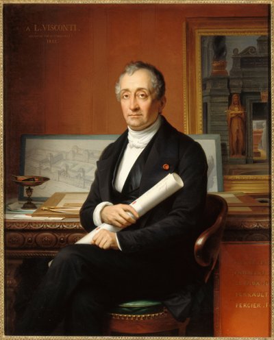 Portræt af arkitekten Louis Visconti 1791-1853, 1854. af Théophile Vauchelet