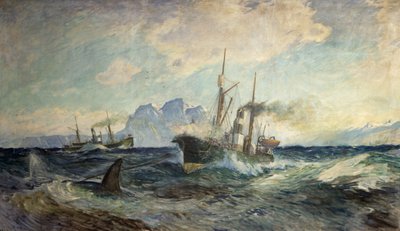 Duncan Grey og Nancy Grey i kamp med hval af Thorolf Holmboe
