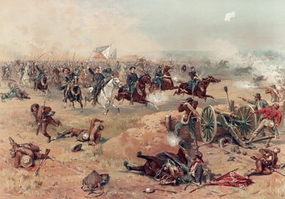 Sheridans Final Charge i Winchester, pub. :. Prang & Co., 1886 (farvelitografi) af Thure de Thulstrup