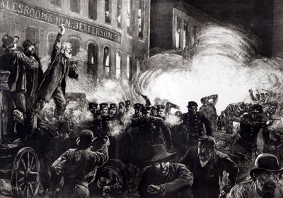 The Anarchist Riot in Chicago: A Dynamite Bomb Exploding Among the Police, fra 
