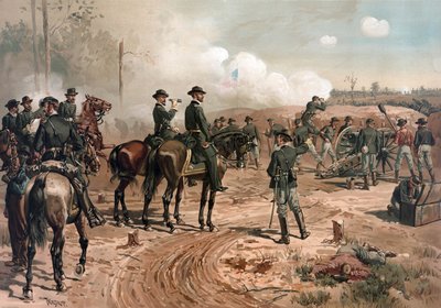 Den amerikanske borgerkrig: General Sherman under belejringen af Atlanta i 1864 (litografi) af Thure de Thulstrup