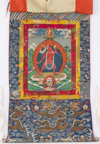 Dakini, maleri fra 1800-tallet, tekstilkanter fra det 19. og 18. århundrede af Tibetan School