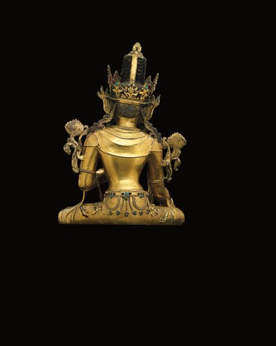 Kejserlig figur af Avalokiteshvara (se også 474250 til 474254) (forgyldt bronze) af Tibetan School