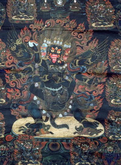 Mandala (malet pergament) af Tibetan School