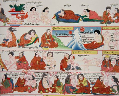 Manuskript om tibetansk medicin (detalje af 389729) af Tibetan School