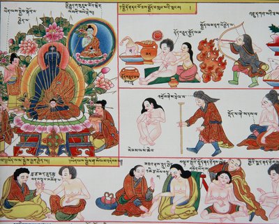 Manuskript om tibetansk medicin (detalje af 389729) af Tibetan School