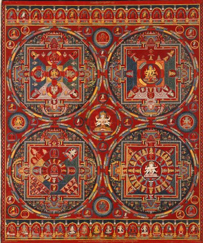 Sakya ordre. Fire mandalaer fra Vajravali-serien Thangka af Tibetan culture
