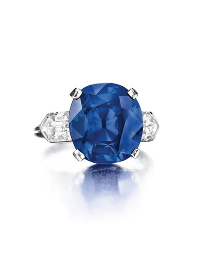 Ring (safir, diamanter og platin) af Tiffany and Company
