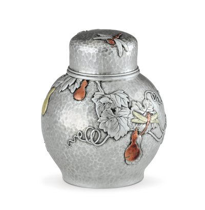 Tea caddy, ca. 1880 (sølv og blandet metal) (se også 703374) af Tiffany and Company