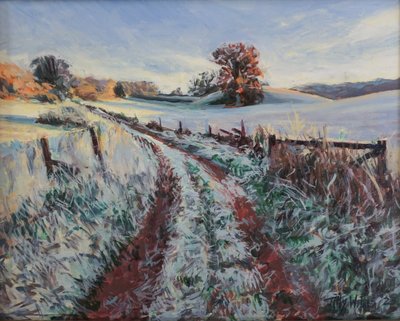 Frozen Morning, 2024 (olie på plade) af Tilly Willis