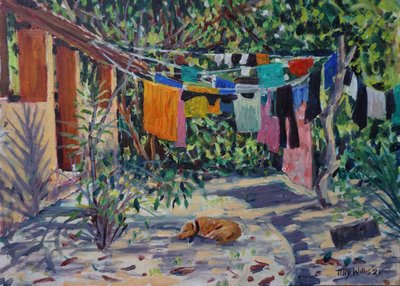 Laundry Shadows 2021 (olie) af Tilly Willis
