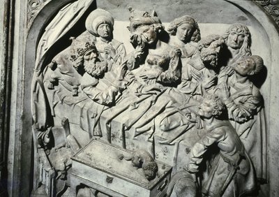 Grav af Henri II 973-1024 og hans kone Kunigunde, detalje af kejserens død, 1499-1513 sten af Tilman Riemenschneider