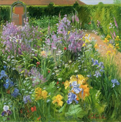 Sweet Rocket, Foxgloves and Irises, 2000 af Timothy Easton