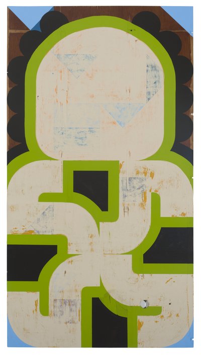 Sap Runner, 2019 (latex på fundet panel) af Timothy Gierschick II