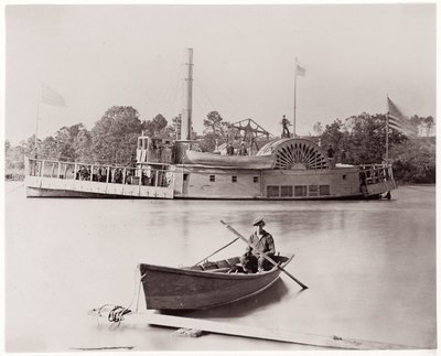 U.S. Gunboat, 1861-65 (albumin sølvtryk fra glasnegativ) af Timothy H. OSullivan