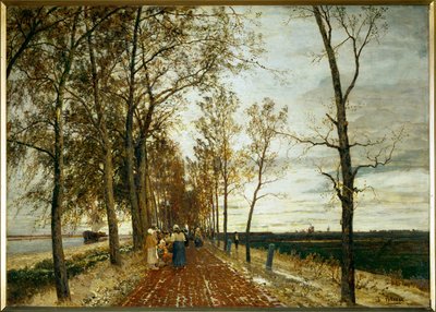 Allee bei Amsterdam - vej med træer nær Amsterdam (olie på lærred) af Tina Blau