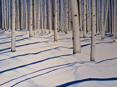 Sneklædte skove, 2017 (akryl på lærred) af Tina Palmer