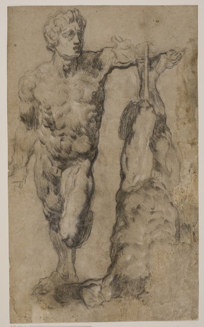 To studier af en skulptur af en mandsfigur af Tintoretto