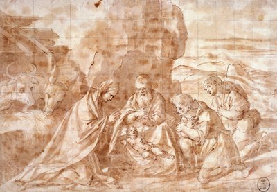 Fødsel af Titian (ca 1490-1576), tegning af Titian (c.1488 1576)